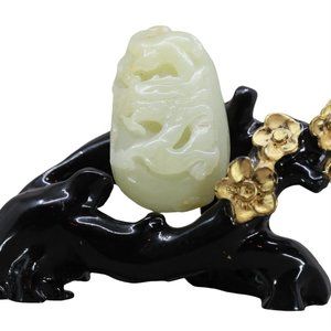 Chinese Hetian Jade Pendant w Dragon